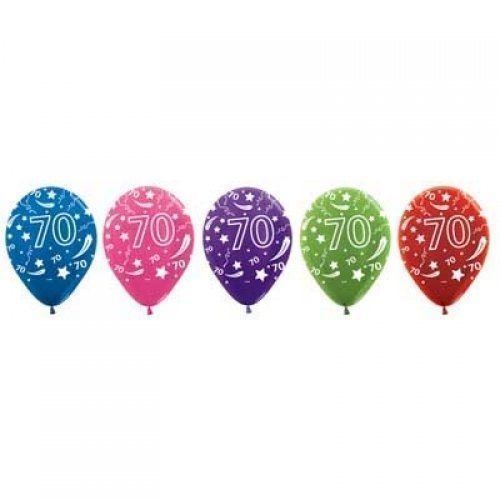 70th Birthday Coloured Balloons 30cm