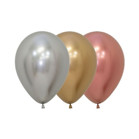 Assorted Reflex Chrome Deluxe 30cm Sempertex Latex Balloons 50pcs