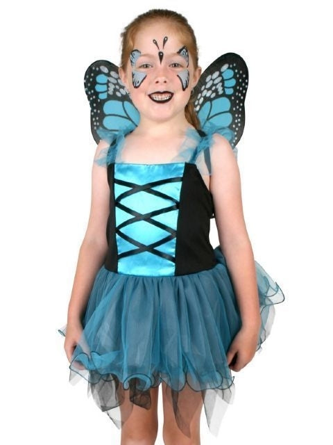 Girl's Blue Fairy Dress Costume with Wings