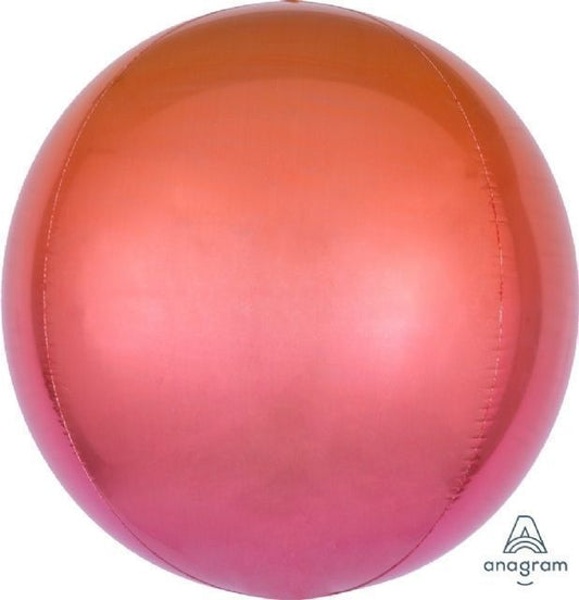 Balloon Foil Orbz Ombre Red and Orange 38-40cm