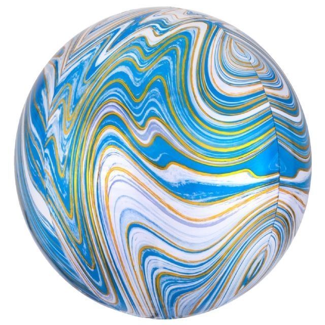 Balloon Foil Orbz Marble Blue 38-40cm