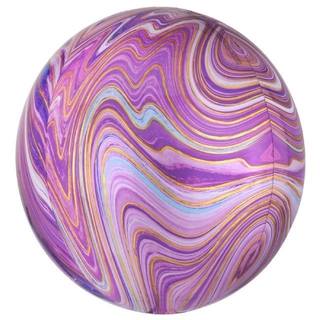 Balloon Foil Orbz Marble Purple 38-40cm