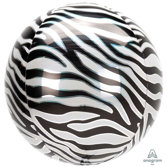 Balloon Foil Orbz Zebra Print 38-40cm