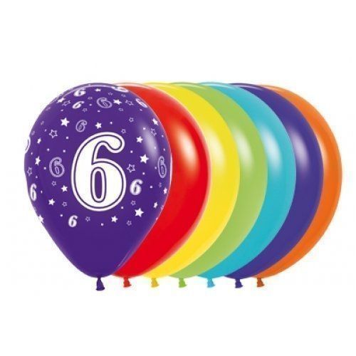 6th Birthday Coloured Balloons 30cm